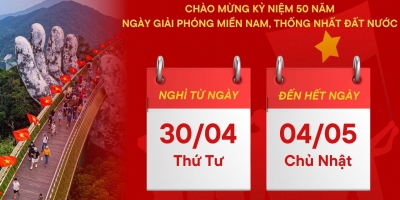 Thông báo lịch nghỉ lễ chào mừng 50 năm Ngày Giải phóng miền Nam, Thống nhất đất nước